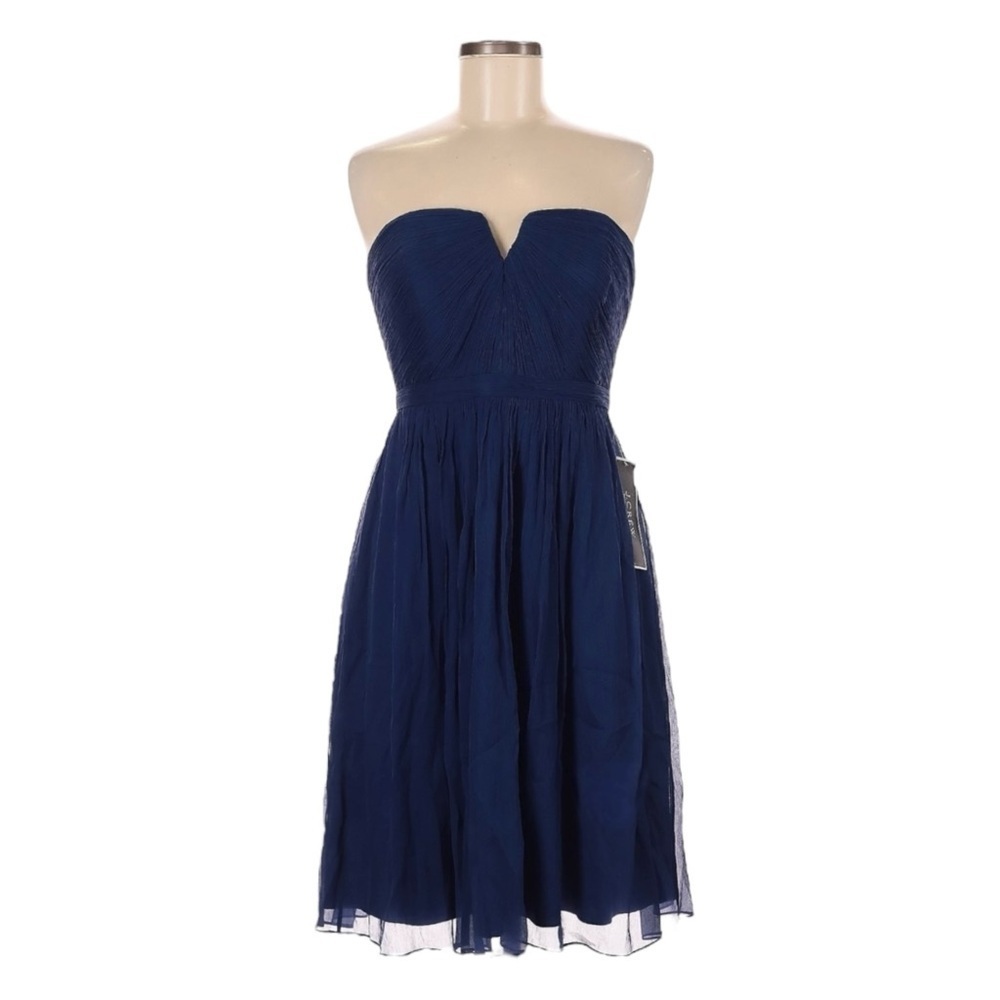 J.Crew Selma Strapless Silk Taffeta Dress Navy Blue 6 Cocktail Bridesmaid NWT - Picture 1 of 12